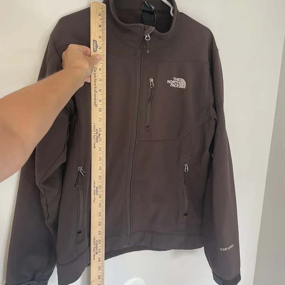 The North Face TNF Apex Jacket Mens Medium Brown Softshell Full Zip Fleece Lined